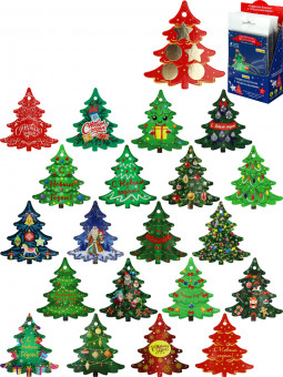 Подвеска с предсказ. под скретч слоем(100х90мм)"Ёлочки", собст.разраб, 20 шт в ш/б НУ-5973