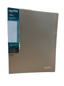 Папка с 30 вкладышами А4, WENZER OFFiCE "PRISMA" 600 мкм, 20 мм, эффект 3D, бежевый