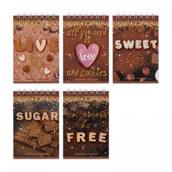 Блокнот А7 40л "Sweet life" клетка, гибкая обложка, BV/3-40-725