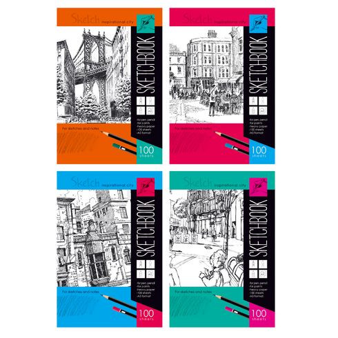 Тетрадь с твёрдой обложкой (скетчбук) А5 гребень 100л. "Для твоих идей" ламинация матовая (ассорти)