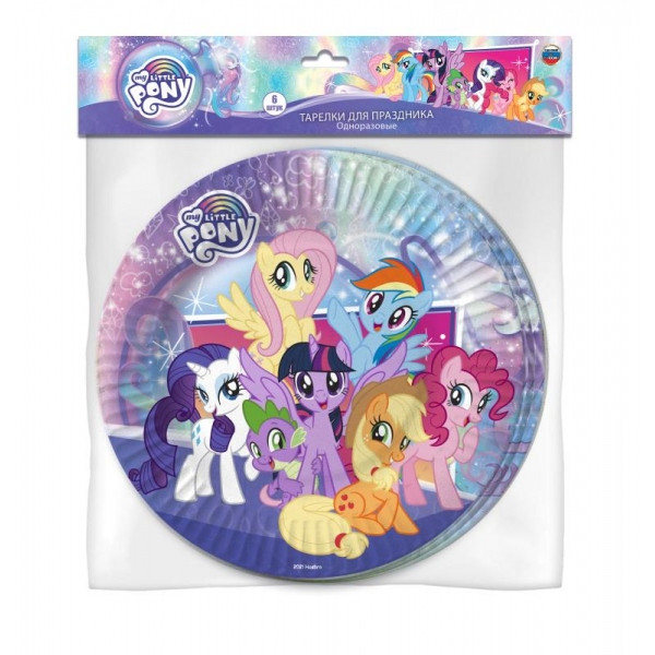 Одноразовые бумажные тарелки «Мой маленький пони» набор 6шт х 23см, Умка