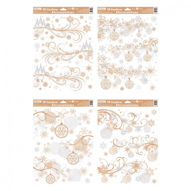 НАКЛЕЙКА НА ОКНО, DARLENS «ЗИМНИЙ УЗОР ЗОЛОТОЙ», 300Х420 ММ, АССОРТИ, DL-DRL05154 (12)