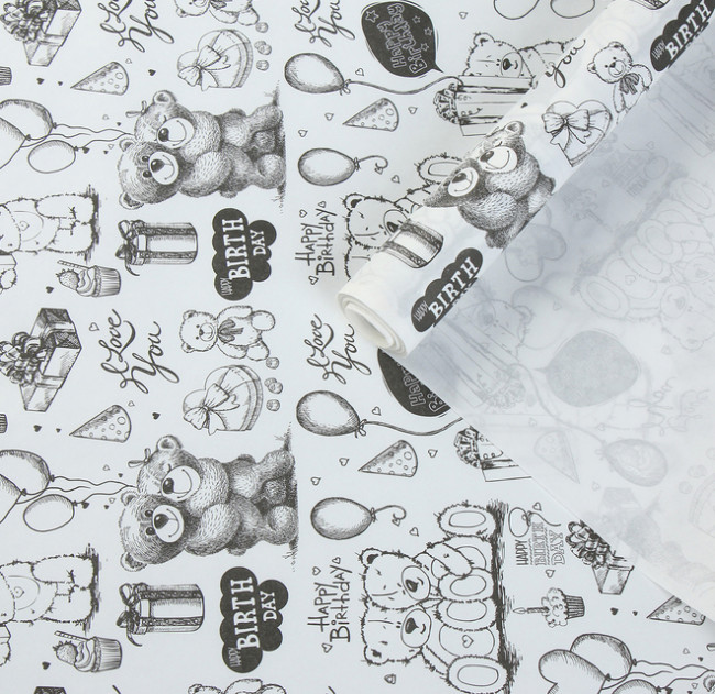 Бумага подарочная в рулоне (крафт) "Белые мишки" Бумага подарочная в рулоне (крафт) "Белые мишки"