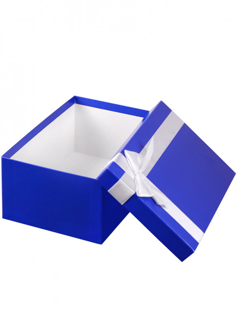 Набор прямоугольных коробок  "Однотонные синие с лентой (бел.)"3в1(19х12х7,5-15х10х5 см) КОР-4554