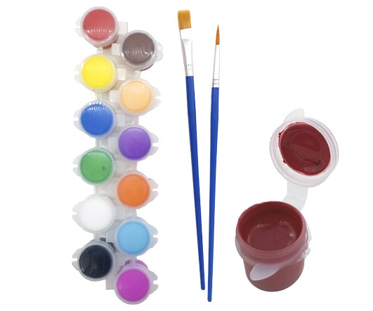 Краска  акрил. 12 цв. DD-63  INTELLIGENT по 5 мл. в баночках+ 2 кисточки, ПВХ пакет (1/350)