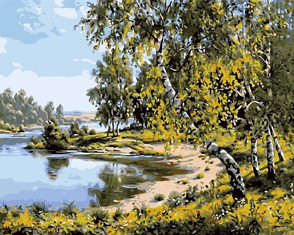 Набор для творчества "Рисование по номерам". RK011 "Берёзы у реки" 40*50