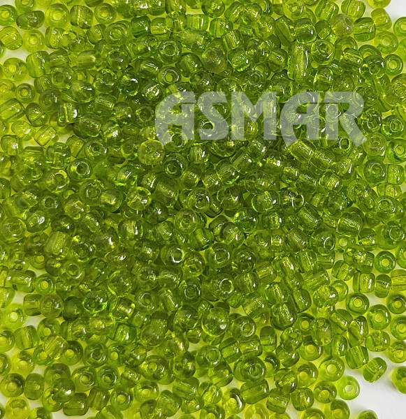 Бисер "ASMAR" размер №6, вес: 450 г, цвет - салатовый прозрачный