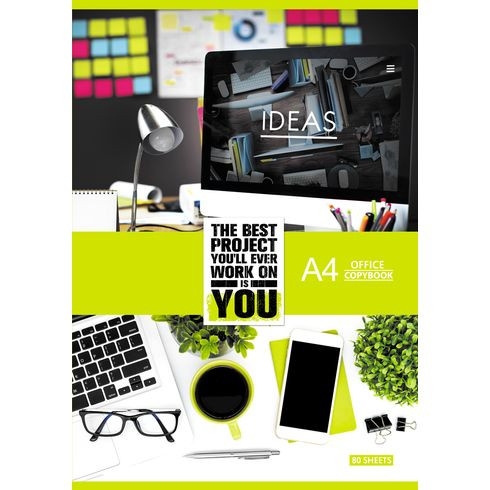 Тетрадь для записей А4 скоба 80л. клетка "Ideas" ламинация матовая, выборочный лак BG (5) Тетрадь для записей А4 скоба 80л. клетка "Ideas" ламинация матовая, выборочный лак BG (5)