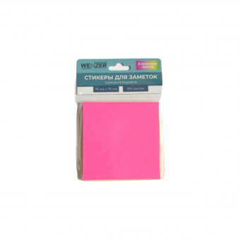Самоклеящийся блок 76*76 мм, 100л., WENZER OFFiCE, 5 неоновых цветов микс