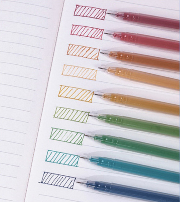 Набор гелевых ручек  9цв 9шт, игольчатый стержень, флуоресцентные, JM-7903 (24)