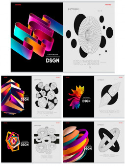 Тетрадь перевертыш А5 48 клетка "Геометрия абстракции", скрепка, Проф-Пресс/48-1818 (10/80)