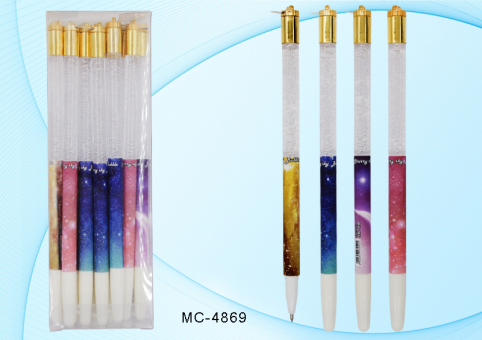 Ручка шариковая 0,5мм синий "Космос", с подсветкой-на батарейке, Basir/МС-4869 (12)