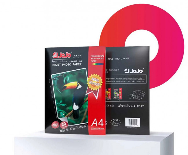 Фотобумага А4 180 г/м2 20л одностороняя, водостойкая, глянцевая, JoJo/JA-1001
