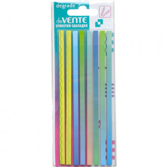 Набор самоклеящихся этикеток-закладок 14*5мм 8*20л "Degrade" пластиковые, неон, deVENTE/2011418