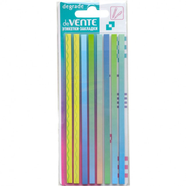 Набор самоклеящихся этикеток-закладок 14*5мм 8*20л "Degrade" пластиковые, неон, deVENTE/2011418
