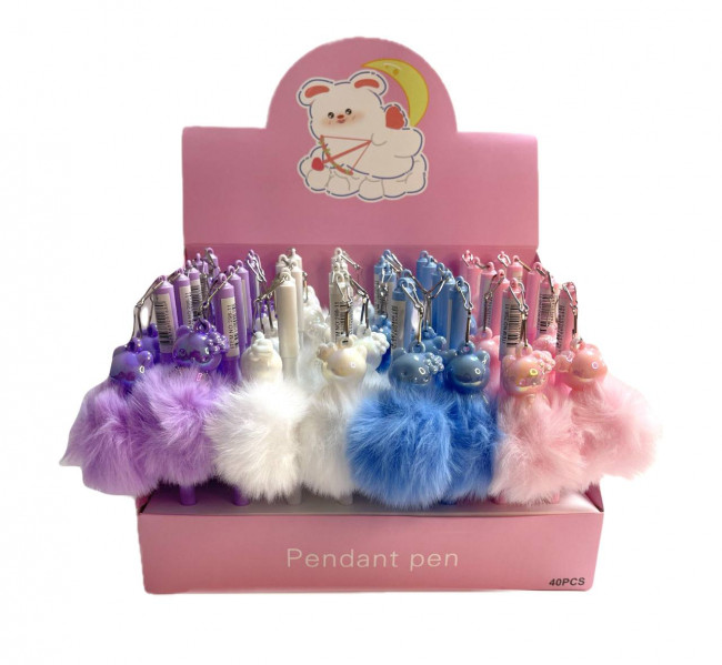 Ручка шариковая синяя Магистр "Веселый кот" с подвеской, цвет ассорти (40)