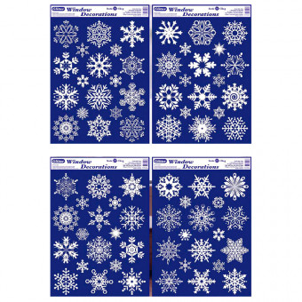 НАКЛЕЙКА НА ОКНО, DARLENS «СНЕЖИНКИ БЕЛЫЕ», 300Х420 ММ, АССОРТИ, DL-DRL05140 (12)