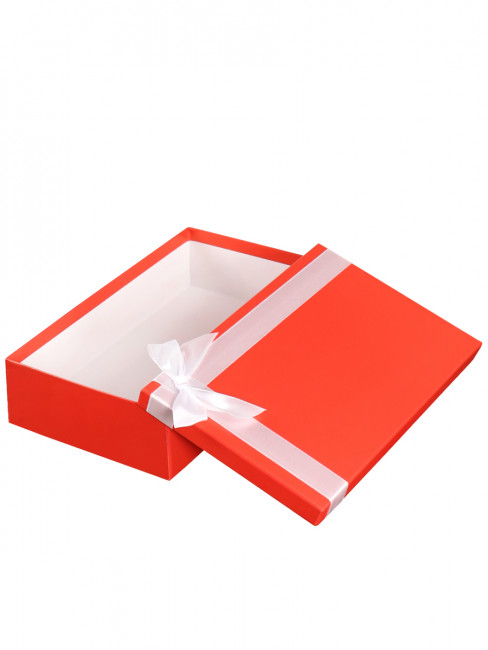 Набор прямоугольных коробок "Однотонные красные с лентой (бел.)"3в1(19х12х7,5-15х10х5см) КОР-4553