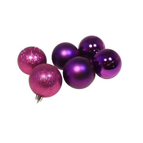 Елочное украшение шар фиолетовый (глиттер, глянец, матовый) d=6 см (6 шт./уп.) Елочное украшение шар фиолетовый (глиттер, глянец, матовый) d=6 см (6 шт./уп.)