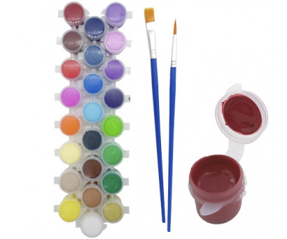 Краска  акрил. 24 цв. DD-62 INTELLIGENT по 5 мл. в баночках+ 2 кисточки, ПВХ пакет (1/200)