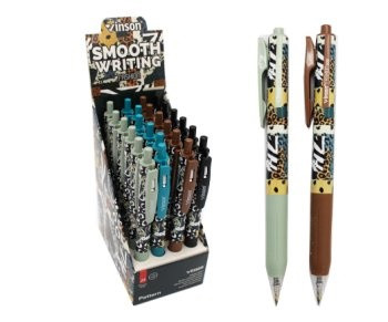 Ручка масляная авт. VINSON CX-79 (син) 0,7мм FASHION "Паттерн" игольчатый стержень, с грипом, цвета ассорти, в к/к №500 (24/1440)