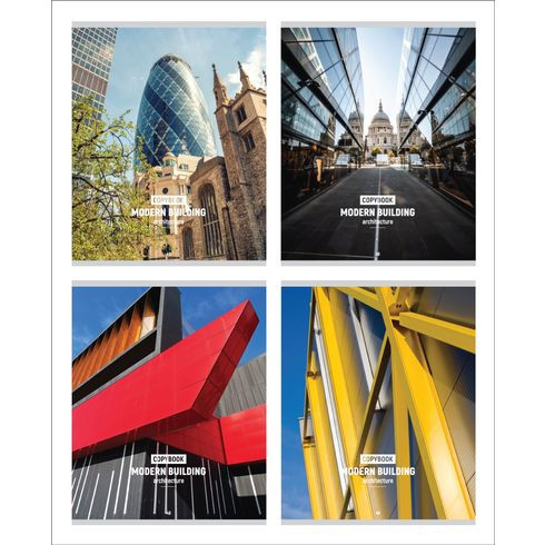 Тетрадь общая А5 скоба 48л. клетка "Modern building" (ассорти) Тетрадь общая А5 скоба 48л. клетка "Modern building" (ассорти)