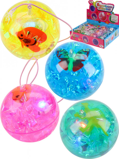 Мяч световой "Животные" с веревкой , Рыжий Кот/ИК-2948 (12)