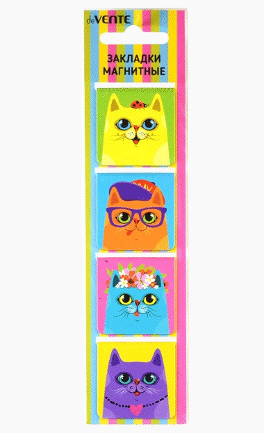Набор закладок для книг "deVENTE. Fashion cat's" магнитных бумажных, 4 шт в блистерной упаковке, размеры закладок в сложенном виде 35x33,1 мм Набор закладок для книг "deVENTE. Fashion cat's" магнитных бумажных, 4 шт в блистерной упаковке, размеры закладок в сложенном виде 35x33,1 мм
