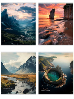 Тетрадь 80 клетка "Природа и горы" скрепка, Проф-Пресс/80-8422 (7/56)