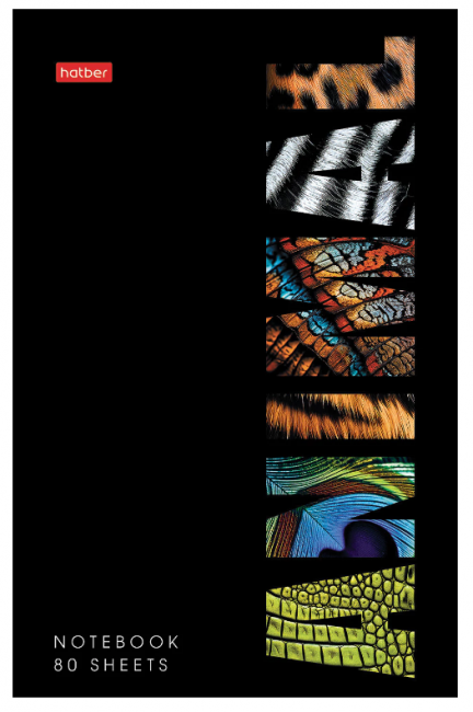 Блокнот А5 80 л., на скобе, картон, клетка, глянцевая ламинация, HATBER, "Animals print", 086090, 80Б5лВ1_31343