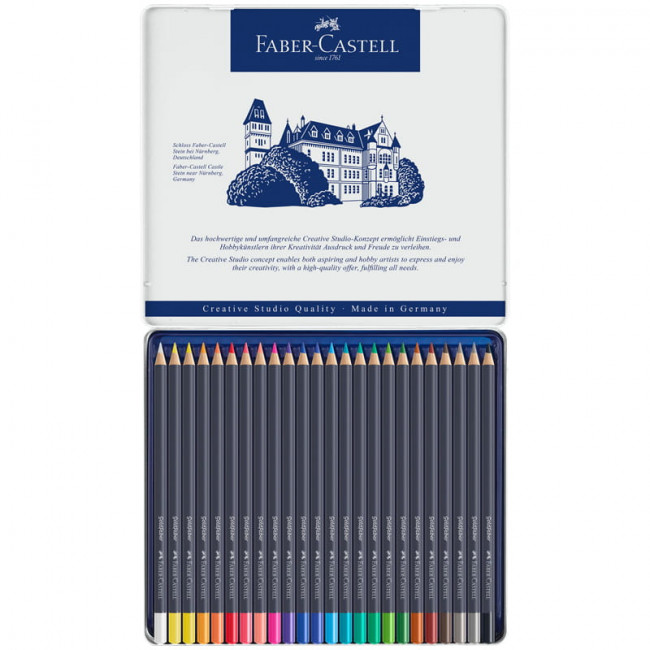 Карандаши цветные Faber-Castell "Goldfaber" 24цв., круглые, заточен., метал. коробка