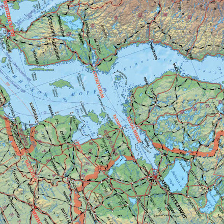 Карта "Россия Физическая." 124х80 см, Геодом/9785907093270