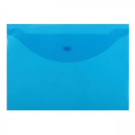 Папка-конверт на кнопке "Attomex" A4 (330x240 мм), 120 мкм, полупрозрачная синяя (10)