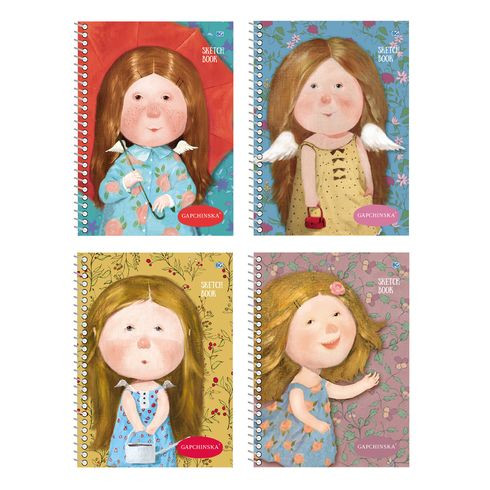 Тетрадь с твёрдой обложкой (скетчбук) А5 гребень 120л. "Gapchinska" ламинация матовая (ассорти) тонированный блок