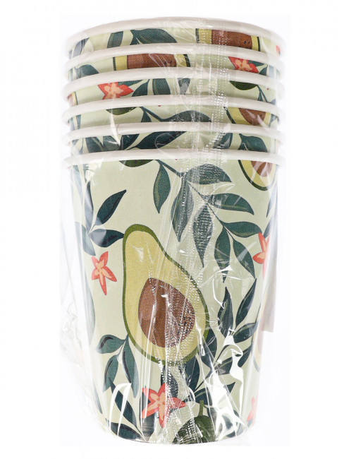 Стаканы бумажные Ветви авокадо  (250 мл, 6 шт) флоупак ФЛ-6214