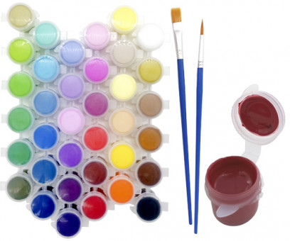 Краска  акрил. 36 цв. DD-61  INTELLIGENT по 5 мл. в баночках+ 2 кисточки, ПВХ пакет (1/115) Краска  акрил. 36 цв. DD-61  INTELLIGENT по 5 мл. в баночках+ 2 кисточки, ПВХ пакет (1/115)