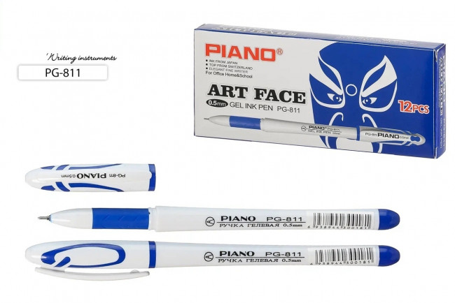 Ручка гелевая: "Piano"; белый корпус, цветной резиновый держатель в цвет чернил, колпачок с цветной вставкой, игольчатый наконечник, цвет чернил-синий.0,5mm Ручка гелевая: "Piano"; белый корпус, цветной резиновый держатель в цвет чернил, колпачок с цветной вставкой, игольчатый наконечник, цвет чернил-синий.0,5mm