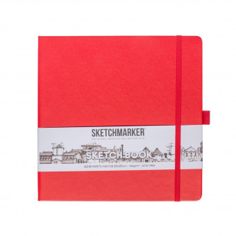 Блокнот для зарисовок 140г/кв.м 20*20см 80л, твердая обложка, красный, Sketchmarker/2314206SM