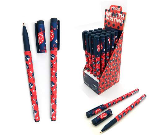 Ручка шариковая синяя 0,7мм "FASHION Божья коровка" на масляной основе, VINSON CO-25 (20/20/800)