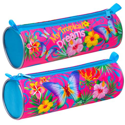 Пенал-тубус 210х70 мм на молнии "Tropical Dreams" текстиль