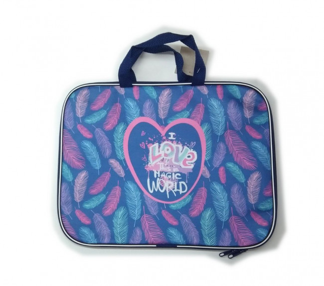 Папка для тетрадей "deVENTE. Love" A4 (35x27x2 см) текстильная, на молнии с трех сторон, с текстильными ручками увеличенной длины 24 см