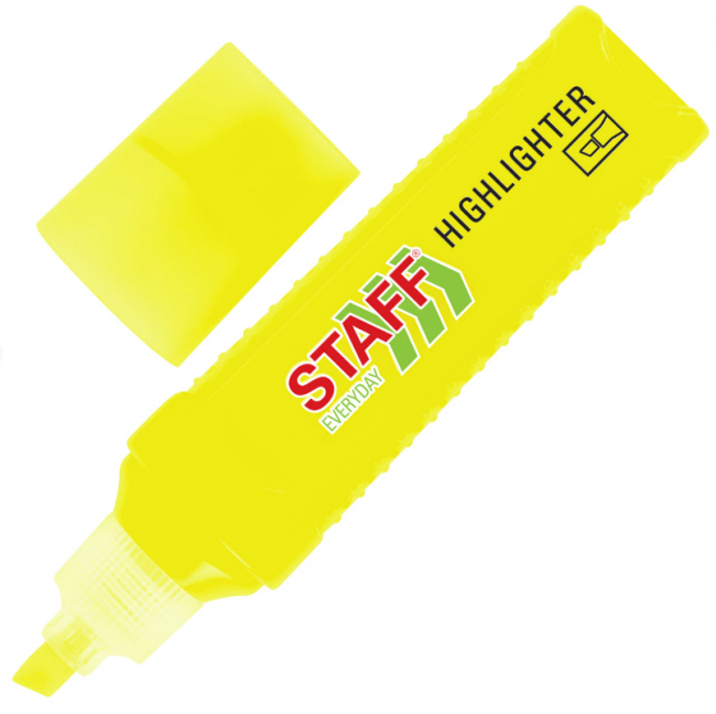 Текстовыделитель STAFF "EVERYDAY HL-707", ЖЕЛТЫЙ, линия 1-5 мм, скошенный наконечник