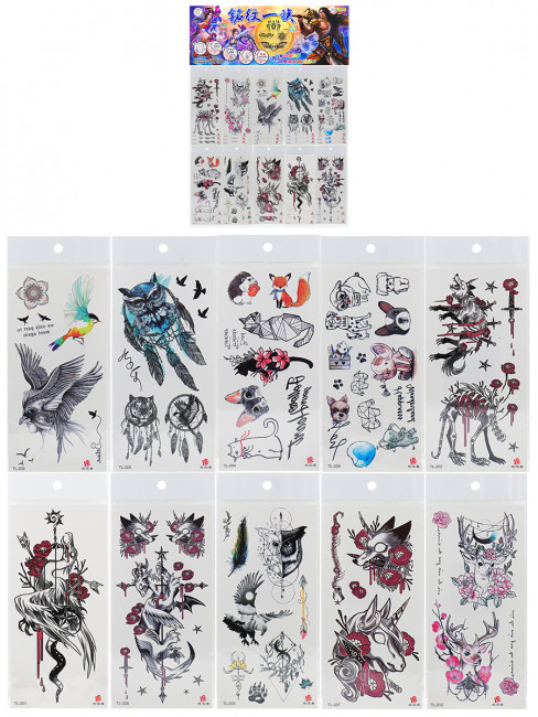 Татуировка-наклейка 19х9 "Микс №12", Рыжий Кот/WS013