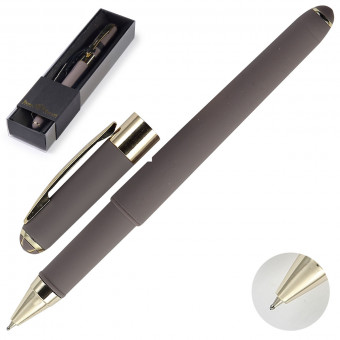 Ручка автоматическая 0,5мм синяя "Monaco" в футляре, серый корпус, BV/20-0125/115