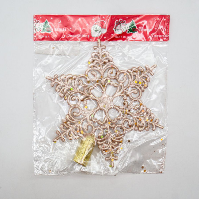 Елочная макушка 15см "Снежинка" золотая, Микрос/ч47270