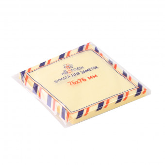 Клейкая бумага для заметок 76x76 мм 80 л, офсет 60 г/м², жёлтая, Attomex/2010003 (12)