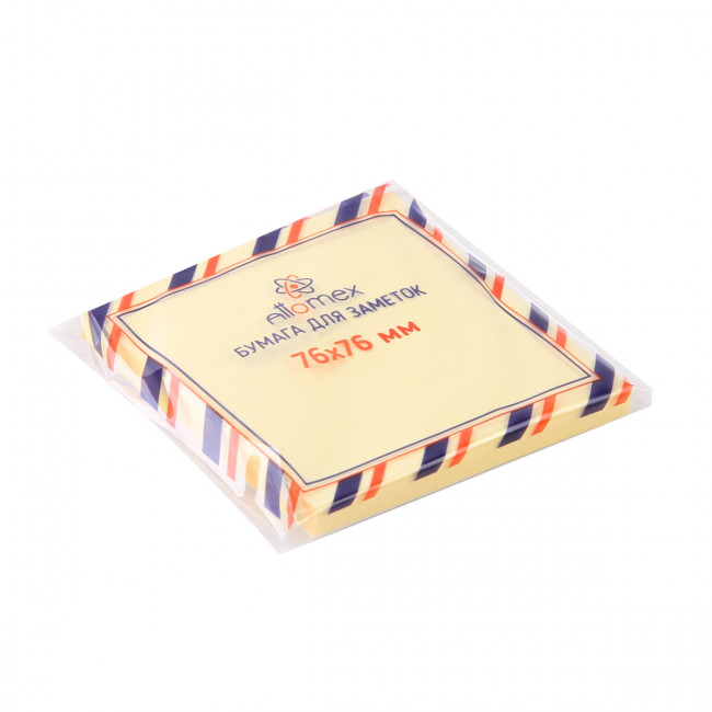 Клейкая бумага для заметок 76x76 мм 80 л, офсет 60 г/м², жёлтая, Attomex/2010003 (12)