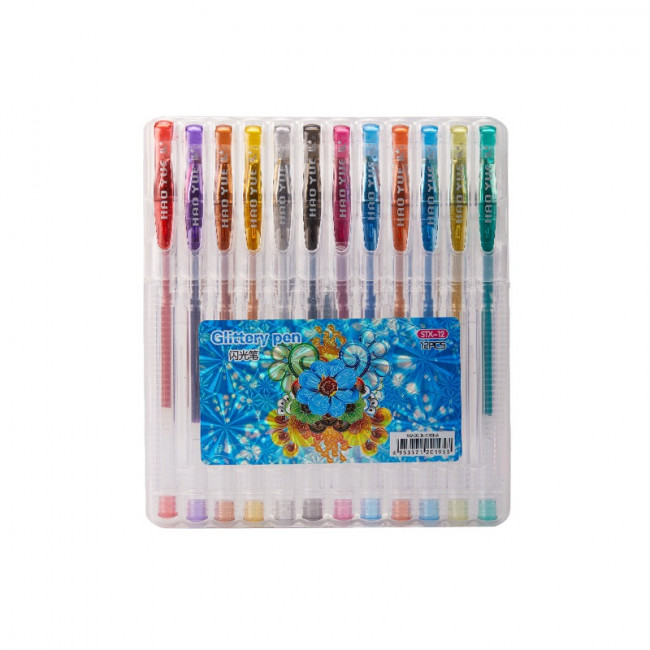 Набор гелевых ручек, 1,0мм 12цв с блёстками, ZUIXUA/STX-12 Набор гелевых ручек, 1,0мм 12цв с блёстками, ZUIXUA/STX-12