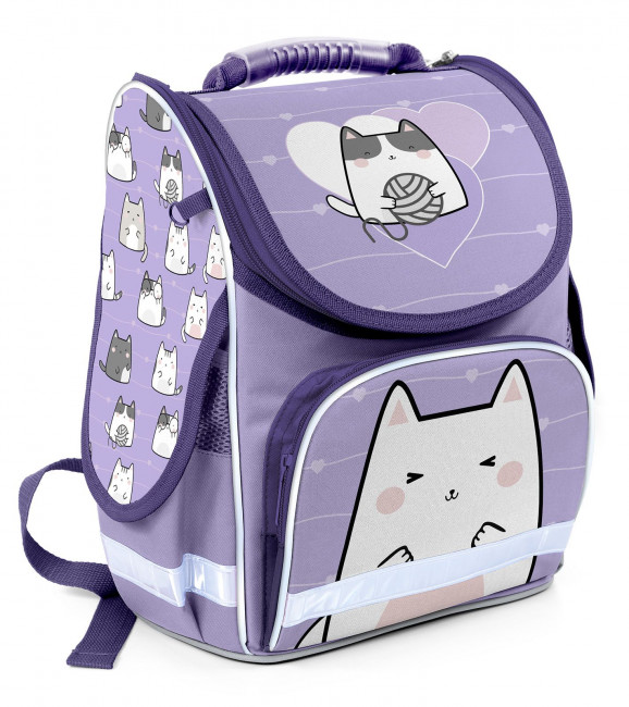 Рюкзак подрост. Schoolformat BASIC MEOW POWER 17 л сирен. 38х28х16 жестк. каркас 1 отд. молния д/девочек