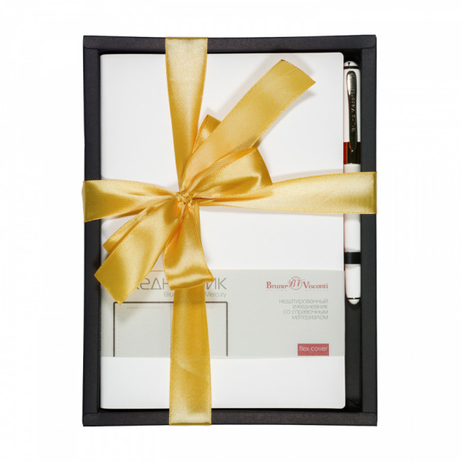 Подарочный набор: недатированный ежедневник А5 "Mercury"+ ручка, белый, BV/3-435/14-2